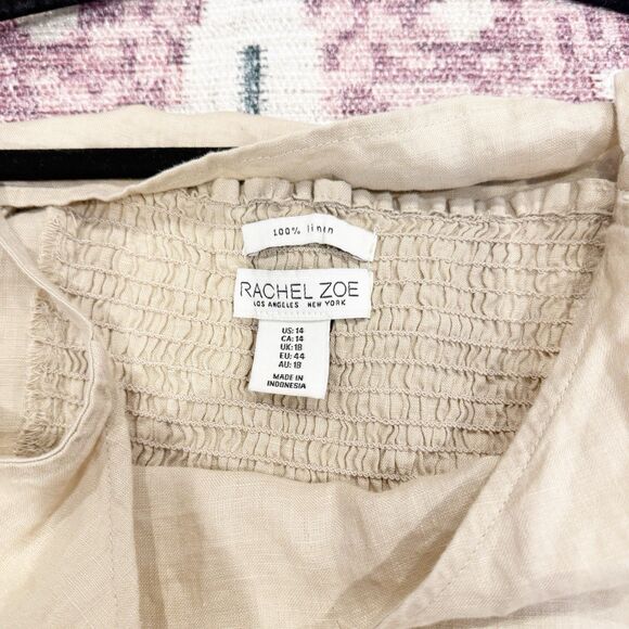 Rachel Zoe Womens Beige Linen Slip Dress Size 14 Minimalist Resort Beachy Staple - Picture 6 of 6